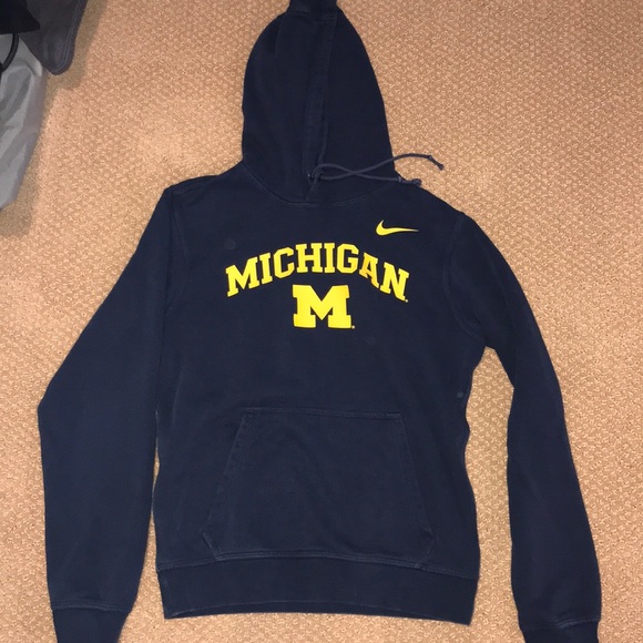 Nike Shirts | University Of Michigan Hooded Sweatshirt Sm | Poshmark